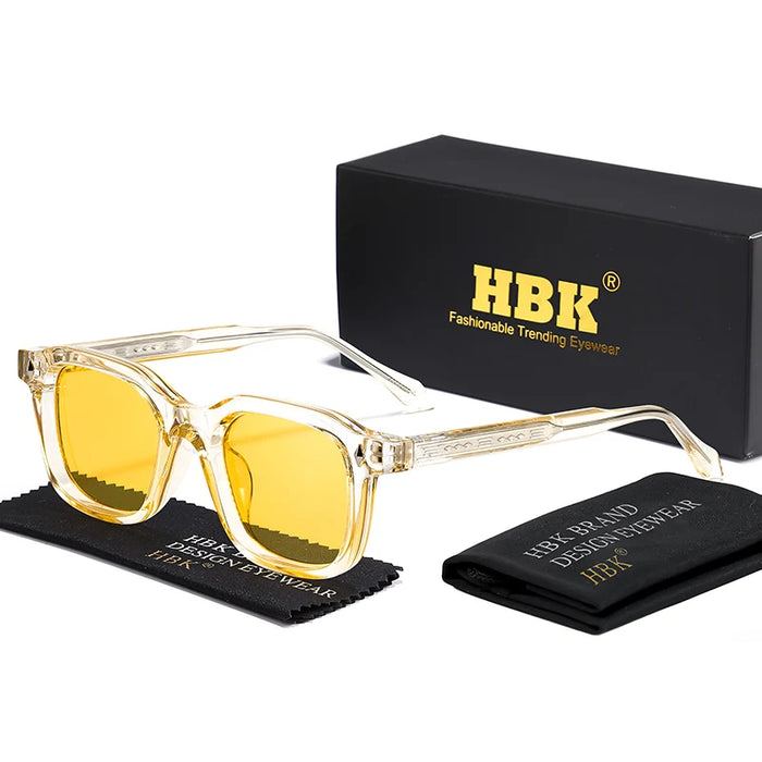 HBK Elegant Square Men's Sunglasses Fashion Frame Vintage Temple Tips Women's Travel Business Party Gift Glasses UV400