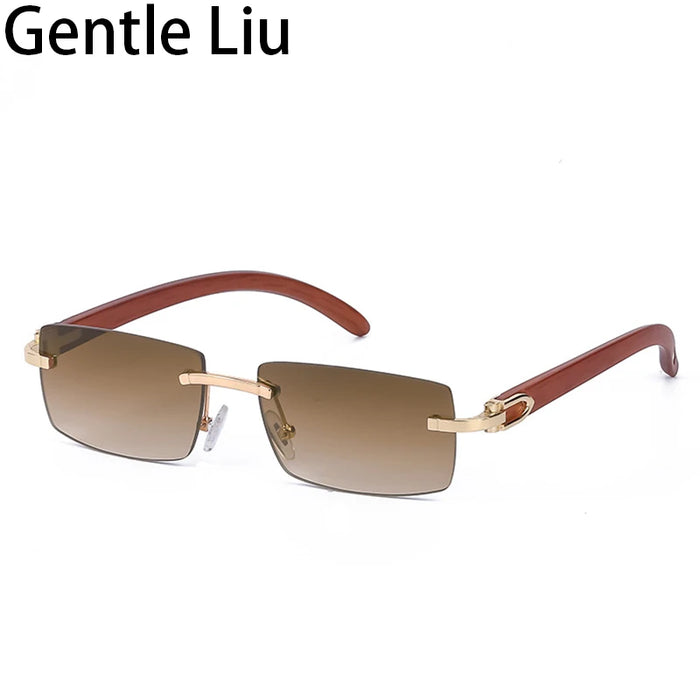Punk Rimless Rectangle Sunglasses Men 2026 Fashion Vintage Trendy Small Square Sun Glasses for Male Frameless Eyewear UV400