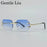 Vintage Square Rimless Sunglasses Men 2026 Luxury Brand Trendy Frameless Punk Sun Glasses Cut Edge Gradient Eyewear UV400 Shades