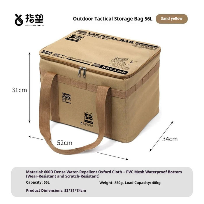 Bolsa de camping táctica aislada e impermeable de 30L/42L/56L, caja de almacenamiento plegable para vajilla de pícnic al aire libre, batería de cocina de campo de gran capacidad.