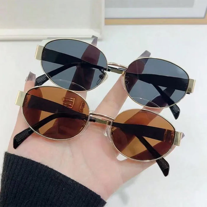 2 Pack Summer Fashion Sunglasses Set, Rhombus and Oval Frame Trendy Eyewear Accessories for Daily Wear Street Casual