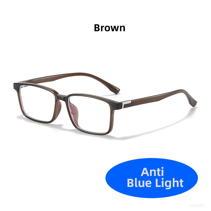VIVIBEE Classic Square Blue Light Blocking Glasses TR90 Men Women Office Anti Light Black Eyeglasses Computer Filter Goggles