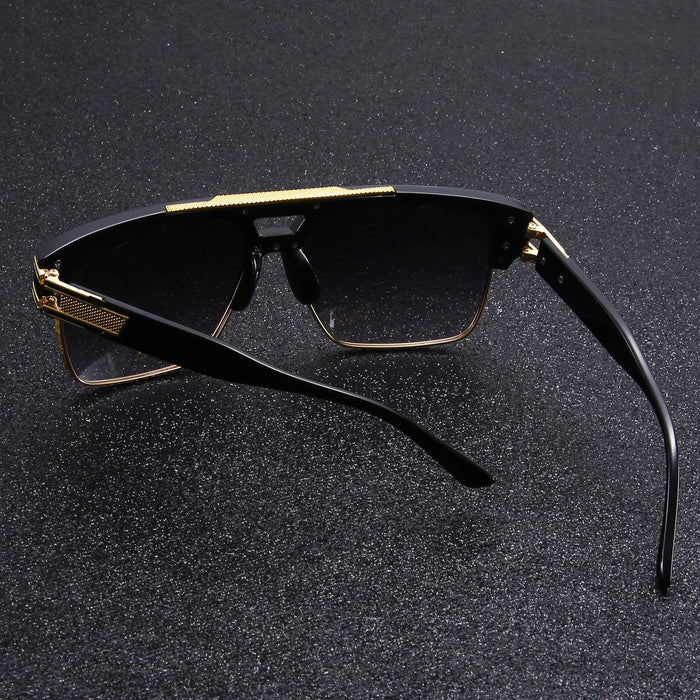 Lunettes de soleil carrées à double pont Black Gold, lunettes de conduite légères de luxe pour hommes d'affaires