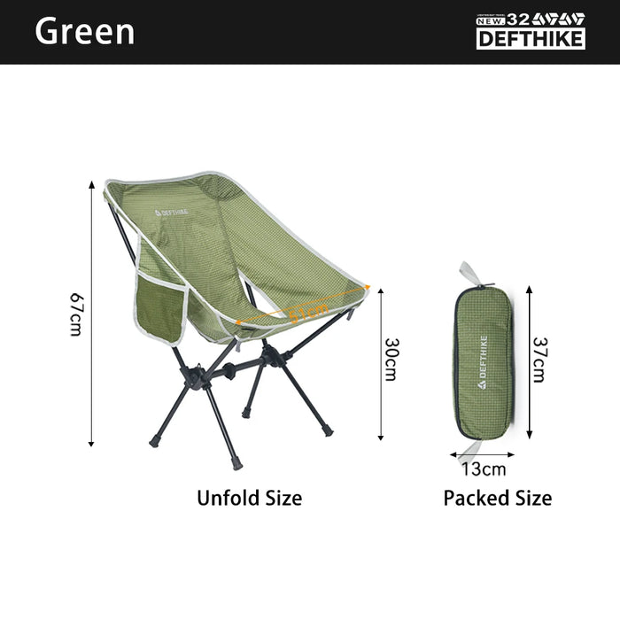 Defthike Official Folding Chair Oversized Camping Chair 7 Series Aluminum Alloy Load Capacity 150kg Outdoor Portable Chair Home