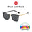 VIVIBEE Gafas de Sol Clásicas Rectangulares Polarizadas para Hombre, Negro Mate, UV400, de Moda, Cuadradas, con Bisagra de Resorte, para Conducir