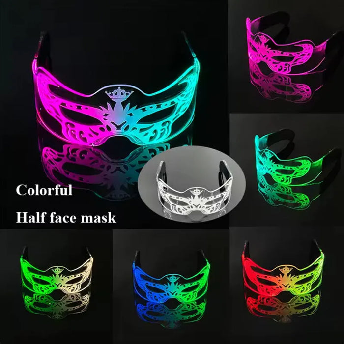 Cyberpunk LED Light Up Glasses Futuristic Luminous Unisex Eyewear Cool Glowing Glasses For Cosplay Bar Rave Club Halloween Party