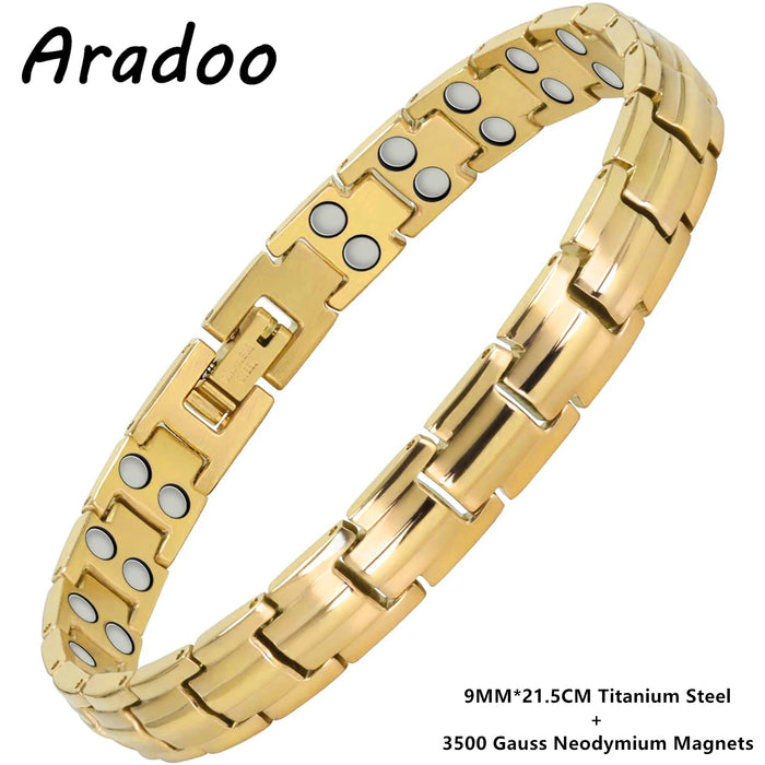 ARADOO Preumium Pure Copper Bracelet for Men Women Double Row Magnetic Therapy Wristband Jewelry Gifts