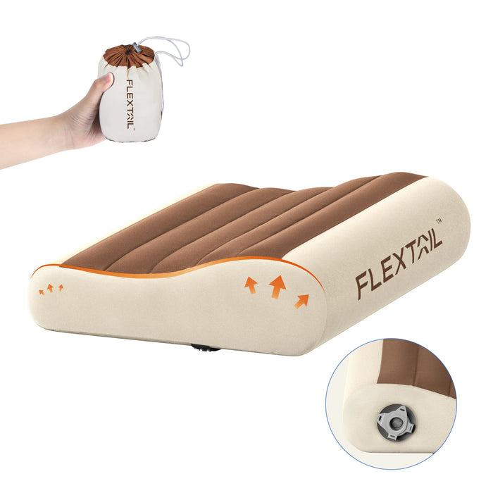 ALMOHADA FLEXTAIL ZERO - Almohada Inflable Ergonómica con Doble Soporte para Viajes y el Hogar, Ligera, Lavable, Ultra Silenciosa