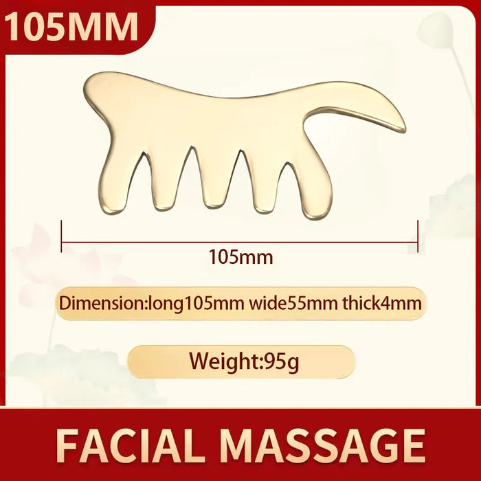Copper guasha plate pure brass household scalp universal massage comb Mammary Scraping comb body massage tool