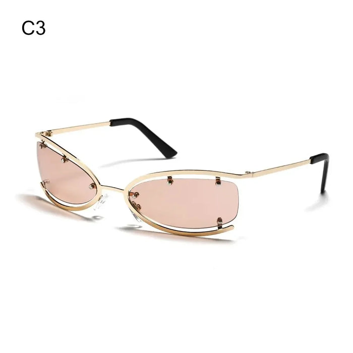 Fashion Y2K Wrap Around Sunglasses for Women Men Rimless Sun Glasses 2000'S Punk Sunglasses Goggles Shades UV400 Eyewear