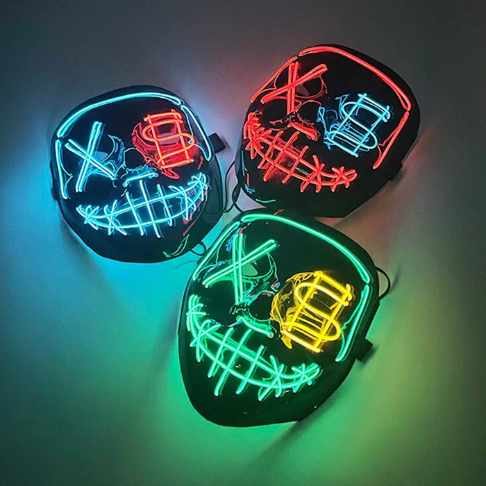 Máscara LED luminosa V de Vendetta, máscara facial completa anónima que brilla en la oscuridad para fiestas, raves, Halloween, cosplay y accesorios de disfraces.