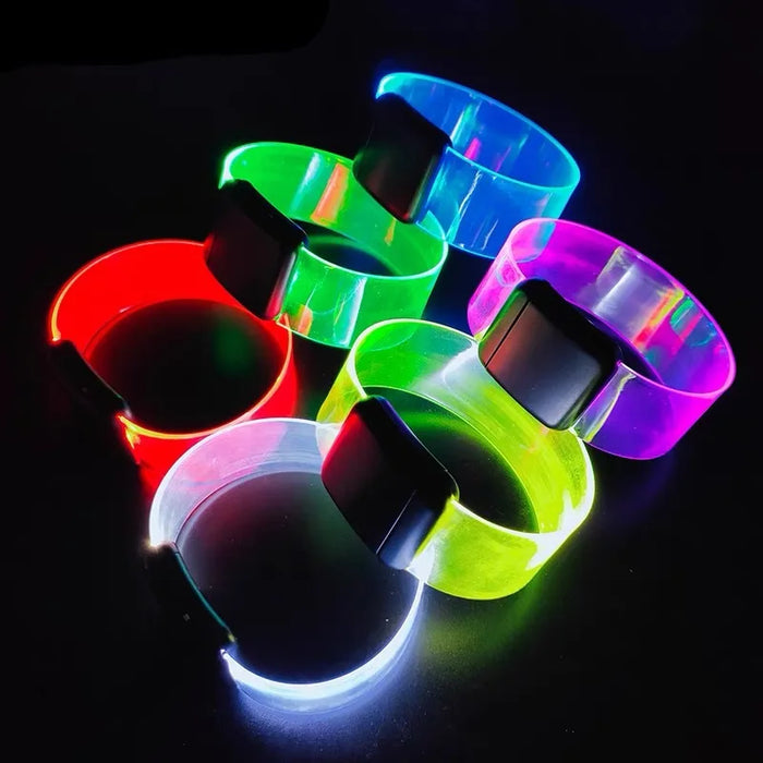Upgrade 20/100/1000pcs Luminous Bracelet LED Sound Control Bracelets Wristbands Outdoor Sports Armband Glow Halloween Party