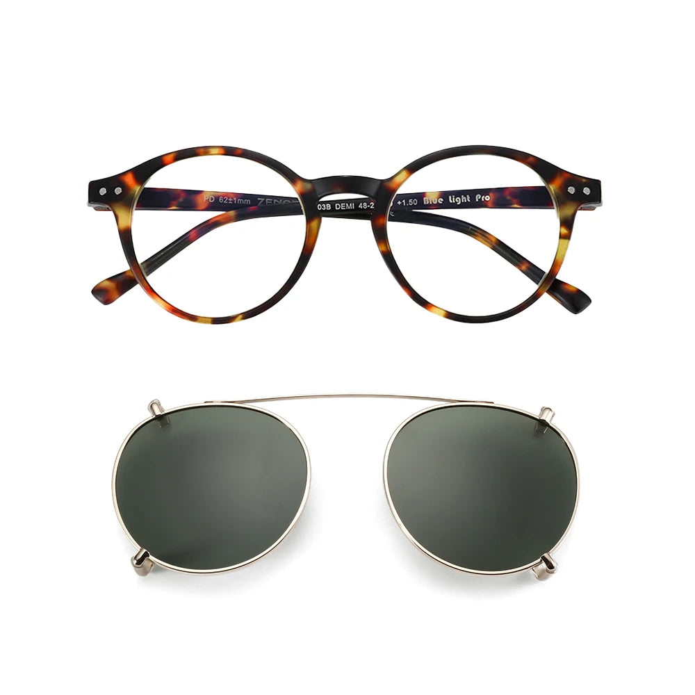 ZENOTTIC 2026 Fashion/Retro Clip On Sunglasses (Anti Blue Light Glasses+Polarized Clip)  for Men Women