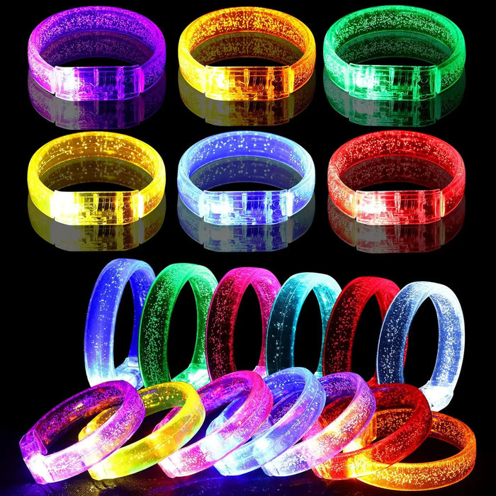 24 bracelets lumineux à LED clignotants pour poignet, bracelets phosphorescents pour fêtes, mariages et carnavals