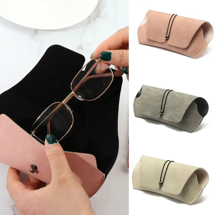 Fashion PU Leather Glasses Case Anti-knock Waterproof Sunglasses Storage Box with Pull Cord Sunglasses Pouch Eyewear Accessories