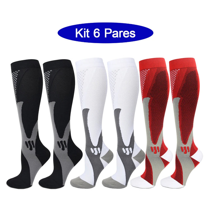 6Pairs Compression Socks 20-30mmHg High Stockings Men & Women Sports Marathon Cycling Football Varicose Veins EU35-45