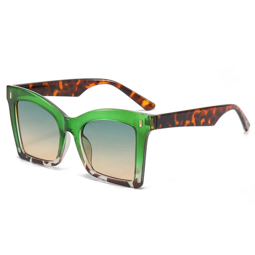 Gafas de sol populares cuadradas Ins para mujeres y hombres, remaches vintage, estilo punk, gafas de sol verdes para mujeres, UV400, moda masculina
