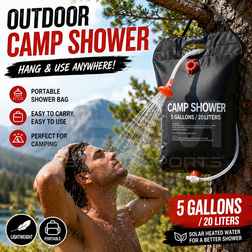 Bolsa de ducha solar de camping de 20L/25L, bolsa de ducha portátil para exteriores con cabezal de ducha, bolsa de almacenamiento de agua plegable para senderismo, viajes, camping
