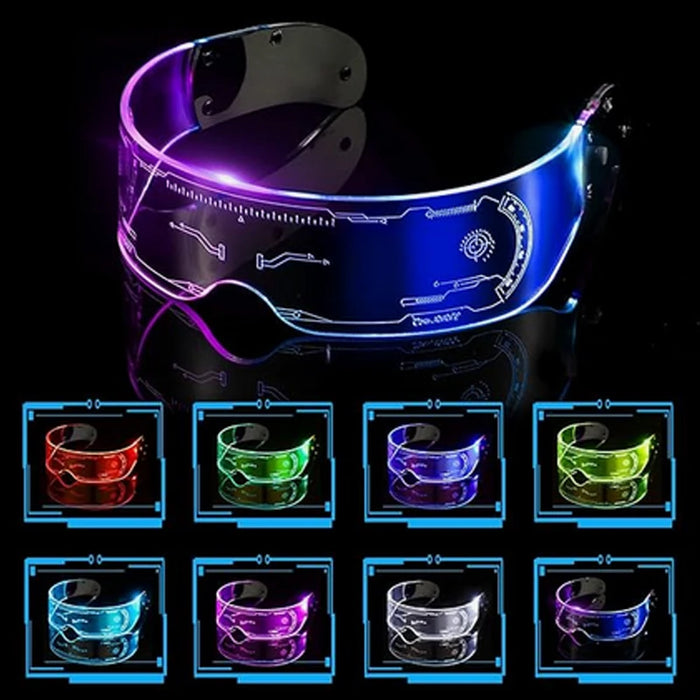 Cyberpunk LED Light Up Glasses Futuristic Luminous Unisex Eyewear Cool Glowing Glasses For Cosplay Bar Rave Club Halloween Party