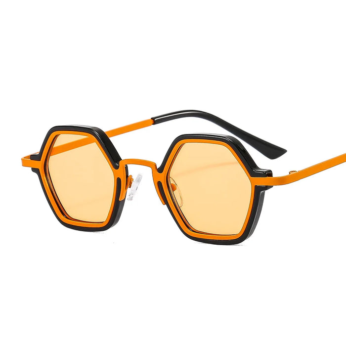 Retro Polygon Square Sunglasses Women Fashion Clear Ocean Lens Eyewear Men Trending Punk Hexagon Sun Glasses Shades UV400 Oculus