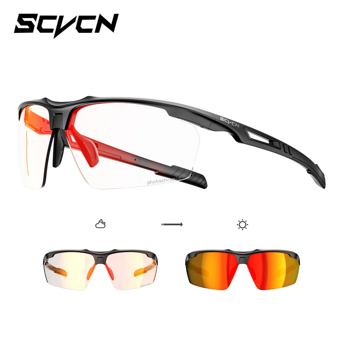 SCVCN Photochromic Cycling Glasses Men UV400 Bicycle Glasses MTB Outdoor Sports Cycling Sunglasses Road Bike Glasses Eyewear