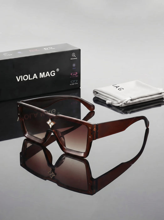 Gafas de sol VIOLA MAG de moda con diamantes, montura grande, gafas cuadradas sencillas integradas, unisex para viajes, con estuche para gafas