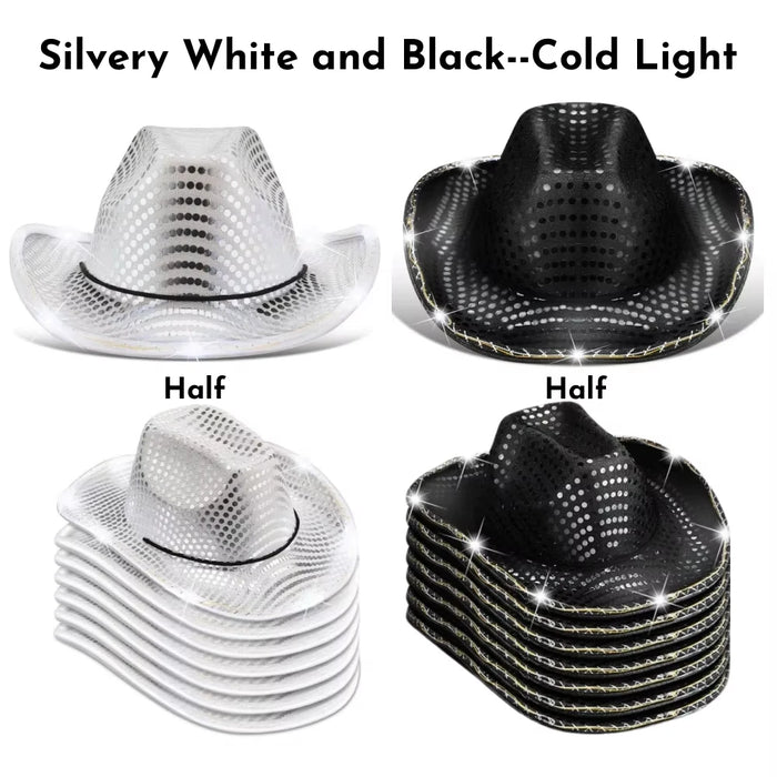 8/10/16/20/40 Sombreros de vaquero iluminados Sombreros de boda iluminados Sombreros de vaquera occidentales LED para recepción de bodas, baile, despedida de soltero