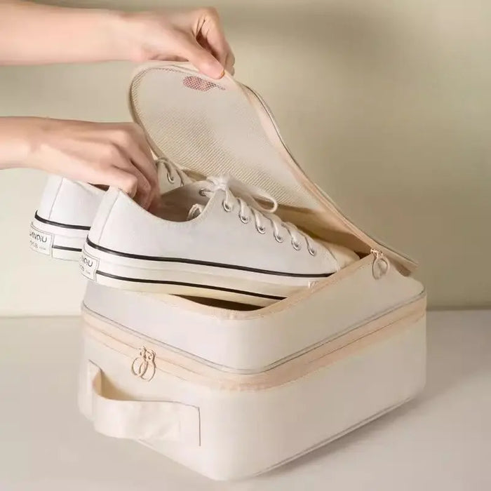 Bolsa de almacenamiento para zapatos de viaje, bolsa lavada diagonal transpirable de malla para varios pares de zapatos, caja portátil para viajes de negocios