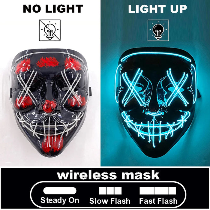 Máscara LED luminosa V de Vendetta, máscara facial completa anónima que brilla en la oscuridad para fiestas, raves, Halloween, cosplay y accesorios de disfraces.