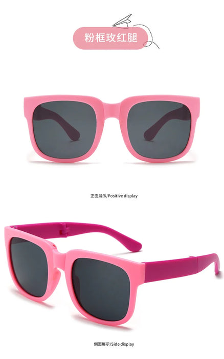 Colorful Folding Sunglasses Outdoor Sunglasses Boys Girls Brand Design Square Glasses Eyewear Protection Uv400