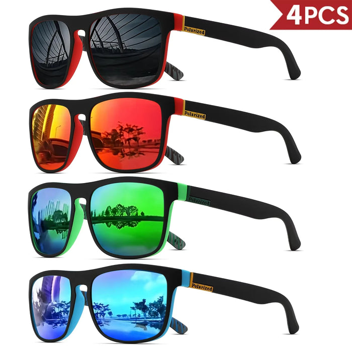 1-4 PCS Homme Classique Carré Polarisé Lunettes de Soleil Sport Légères Monture PC UV400 pour Conduite Pêche Cyclisme Unisexe Durabilité