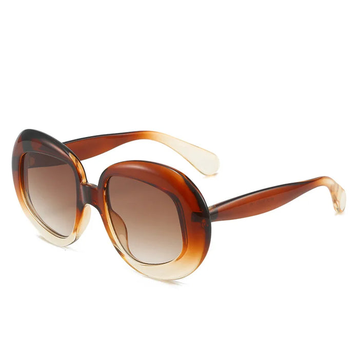 Fashion Oval Contrast Color Women Sunglasses Retro Square Clear Gradient Lens Shades UV400 Men Trending Luxury Punk Sun Glasses