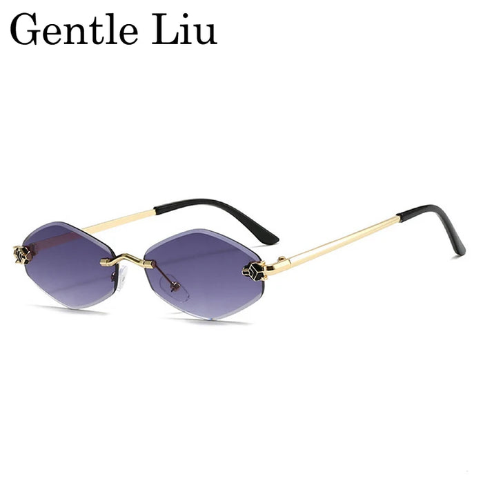 Gafas de sol hexagonales sin montura a la moda para mujer 2026, de marca de lujo, estilo Y2K Punk, sexy, para viajar, lentes de sol para mujer, gafas sin montura de rombos