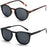 ZENOTTIC 2 Pack Polarized Sunglasses for Women Men Vintage Round and Square Frame UV Protection Shades Driving Sun Glasses