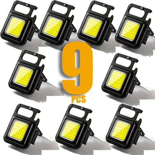 Mini Linterna Llavero Multifuncional Camping Linterna USB Recargable LED Portátil Brillante COB Clip de Bolsillo Linterna de Trabajo para Exteriores