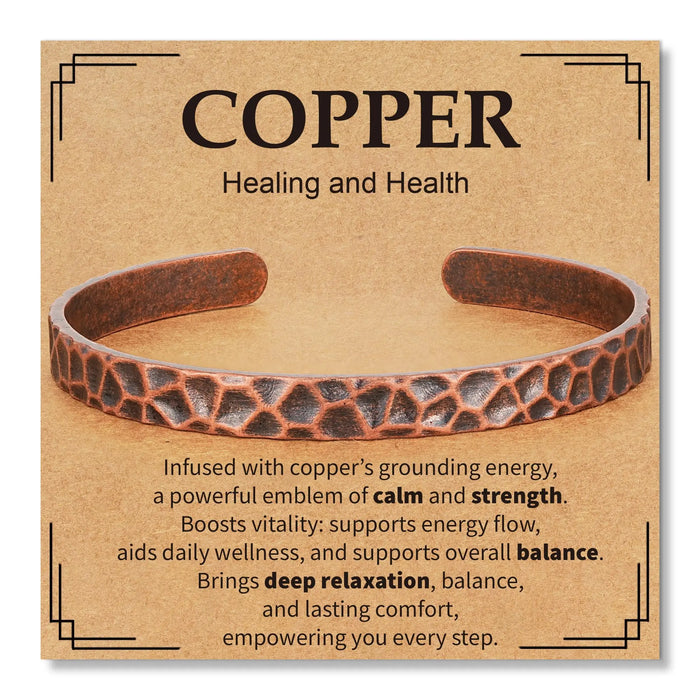 Pure Copper Bracelets for Women Men Waterproof Healing Cuff Bracelets Adjustable Chunky Healing Copper Bangle Jewelry Gifts