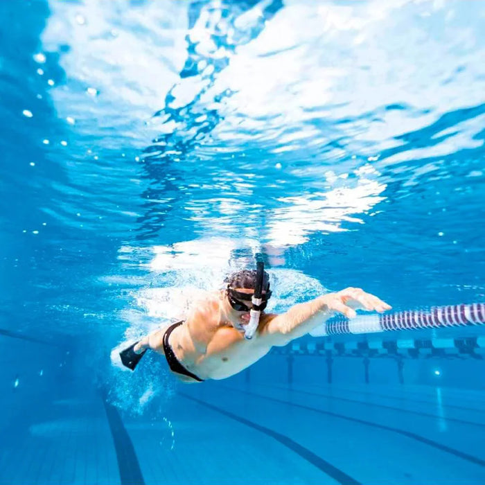 Swim Training Snorkel Frontal Swim Snorkel Tube Center-Mount Front One-Way Purge Valve Swimmer's Snorkel for Lap Swimming