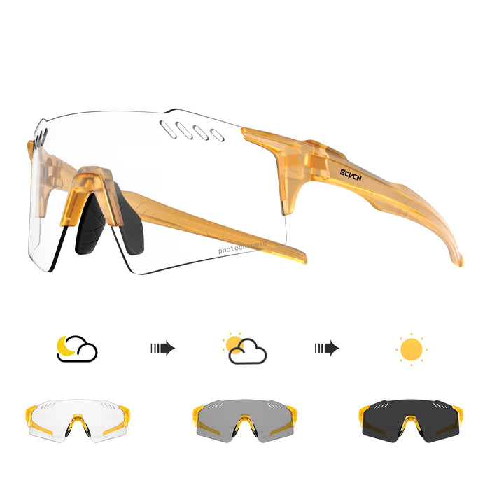 SCVCN Photochromic Cycling Glasses Outdoor Running Eyewaer Fashion Sports Bicycle Sunglasses MTB Road Bike Glasses