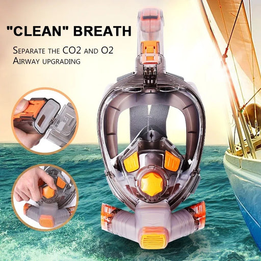Nouveau masque de plongée intégral pour adulte, masque de snorkeling anti-buée, vue panoramique, pliable et transparent