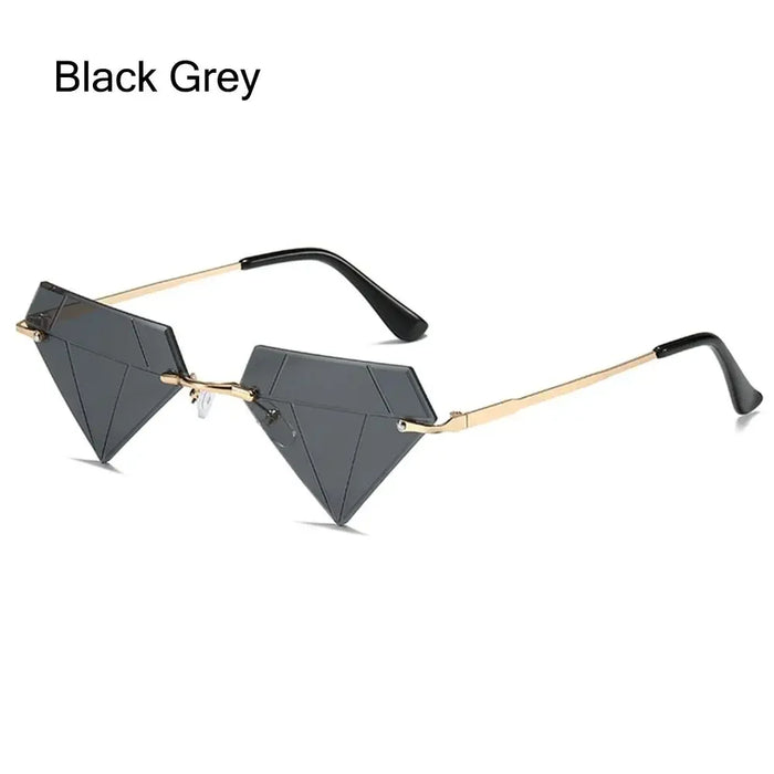 Triangle Diamond Shaped Sunglasses for Women Men Vintage Clear Ocean Gradient Glasses Rimless Polygon Sun Glasses