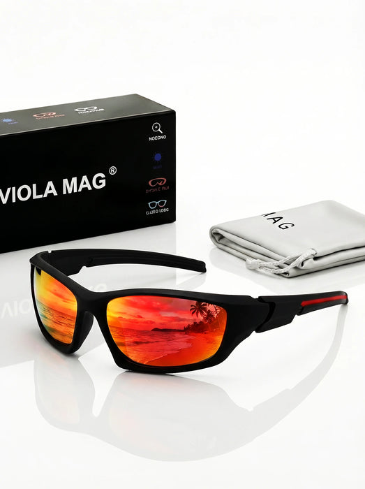 VIOLA MAG Premium  Sports Sunglasses, Ultra-Light TR90 Frame  Wrap Around Eyewear, Fashion Driving Fishing Shades with Luxury Ve