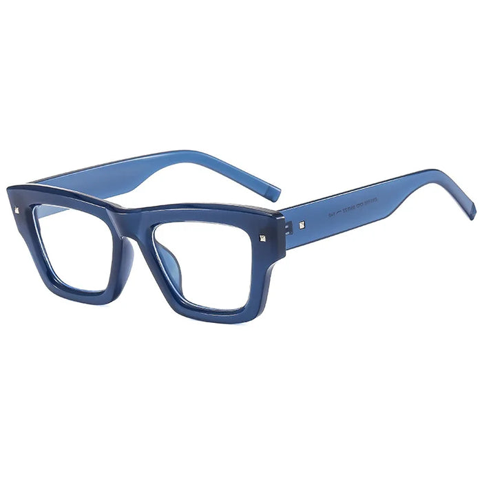 Nouvelles Lunettes de Soleil Carrées Irrégulières Homme Rétro Tendance Rivets Luxe UV400 Femme Lunettes de Soleil Bleues Marque Oculus