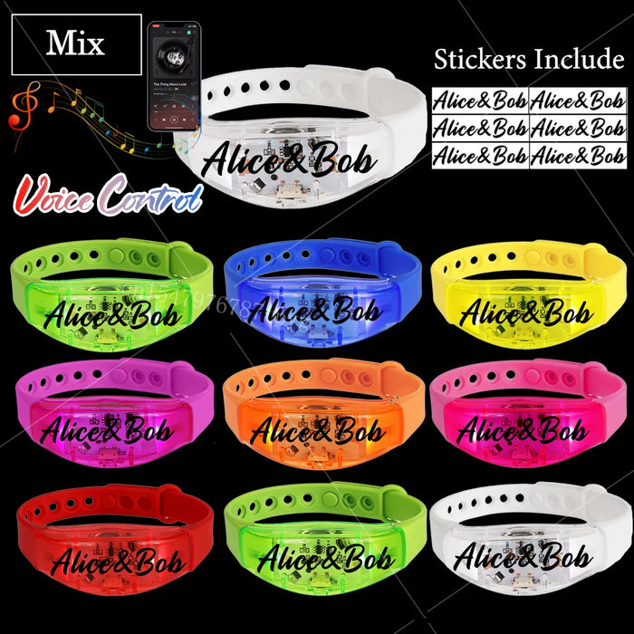 20-200 piezas Pulseras LED personalizables para bodas Pulsera de control de música y sonido Pulsera luminosa ajustable para bodas, cumpleaños, conciertos