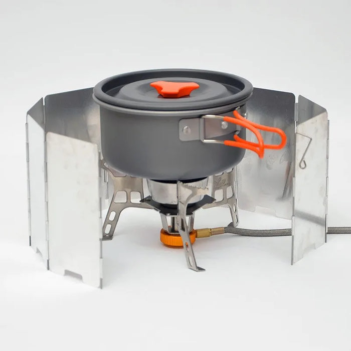 8/9/10 Platos Estufa de Gas Parabrisas Exterior Camping Picnic Cocina Quemador Pantalla Cortavientos Aleación de Aluminio Pantalla Cortavientos