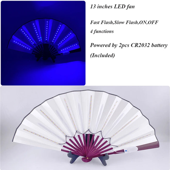 Luminous Folding LED Fan Dancing Light Fan Flashing For Night Music Show Rave Festival Accessories Glowing In The Dark Party