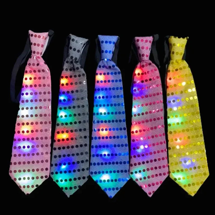 10Pcs Luminous Tie LED Flash Necktie Light up Bow Necktie Lights Sequins Bowtie Rave Rave Party Gift 3 Flashing Light Settings