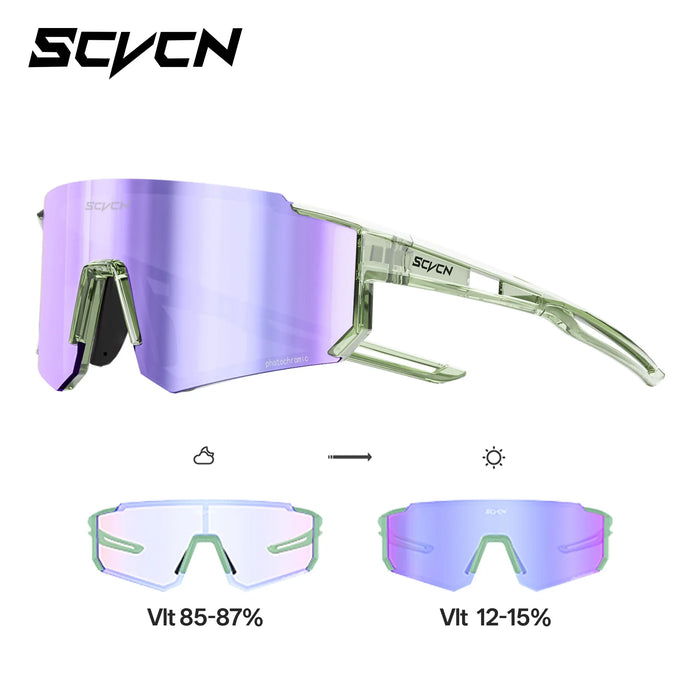 SCVCN New Photochromic Night Riding Glasses Outdoor Sport UV400 Travel Camping Sunglasses Men Women MTB Bike Cycling Glasses