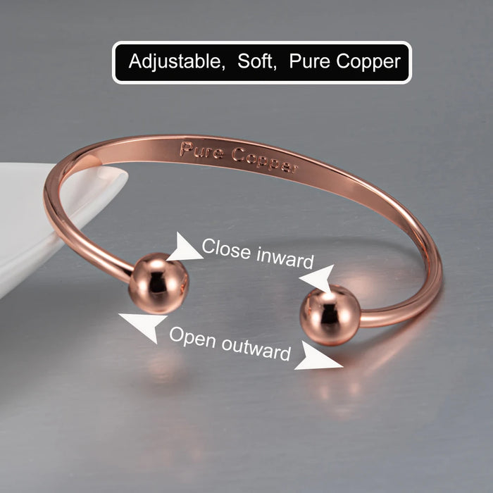 Vinterly Pure Copper Bracelets Magnetic Shiny Adjustable Bangles Arthritis Pain Relief Health Magnet Jewelry Anti Radiation