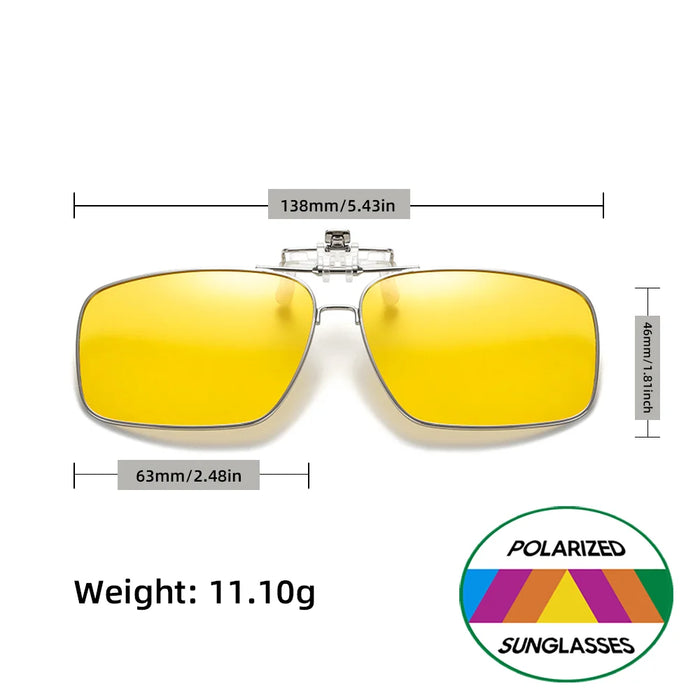 VIVIBEE Flip Up Clip On Night Vision Glasses Polarized Men Driving Yellow Sunglasses Women UV400 Fishing Universal Clips