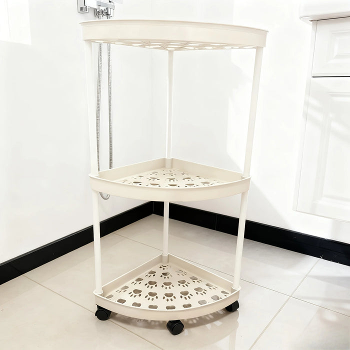 Modern 4 Tier Folding Corner Shelf Assembly Required Multifunction Storage Rack for Bathroom Kitchen Cosmetic Bath Product